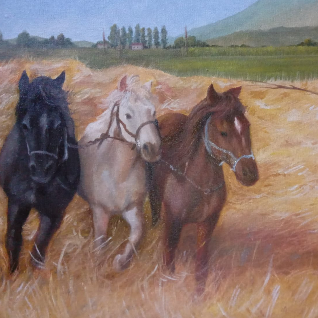 CABALLOS ENTRE HENO