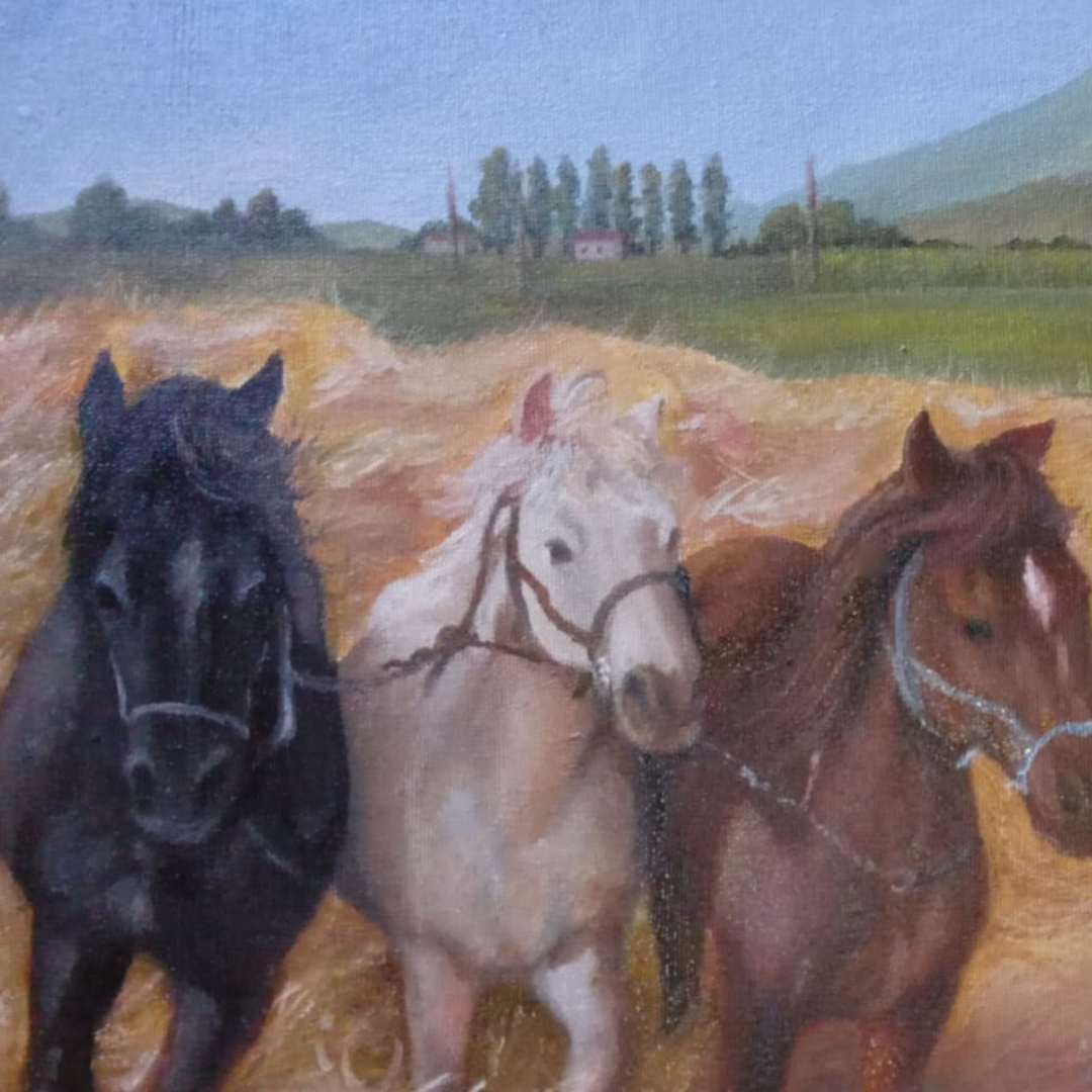 CABALLOS ENTRE HENO