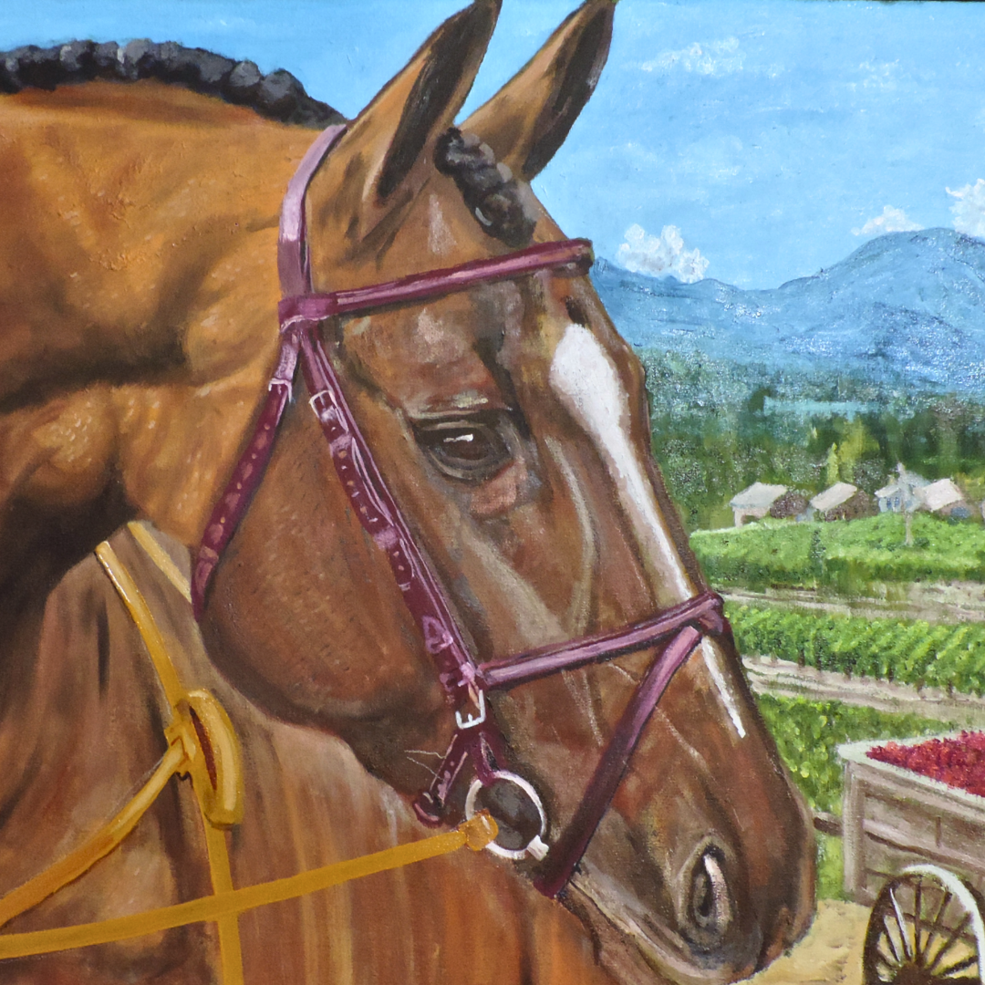 OBRA DE ARTE ORIGINAL - UVAS Y CABALLO