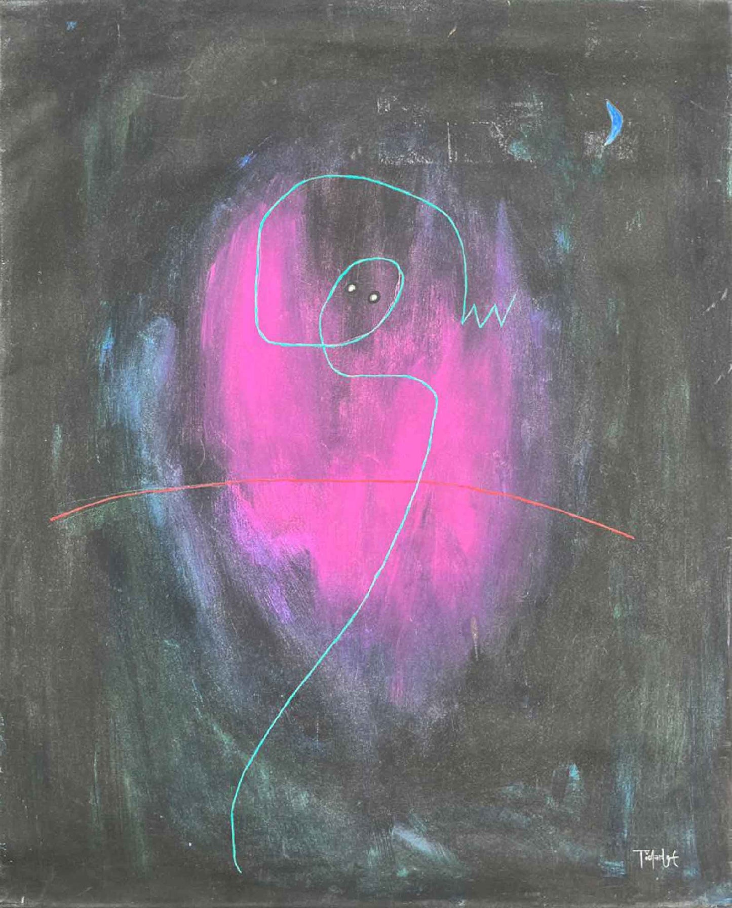 Personaje en línea azul y fondo negro