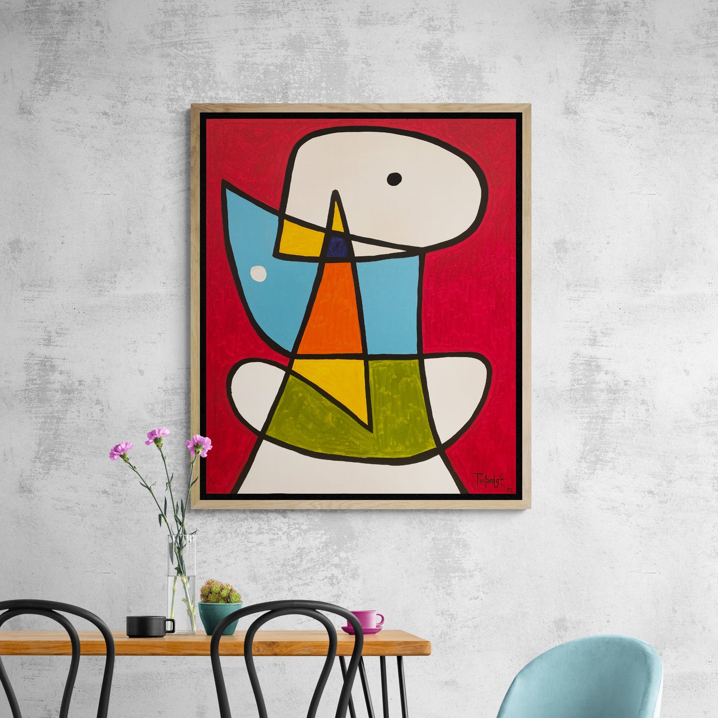 Retrato en fondo rojo