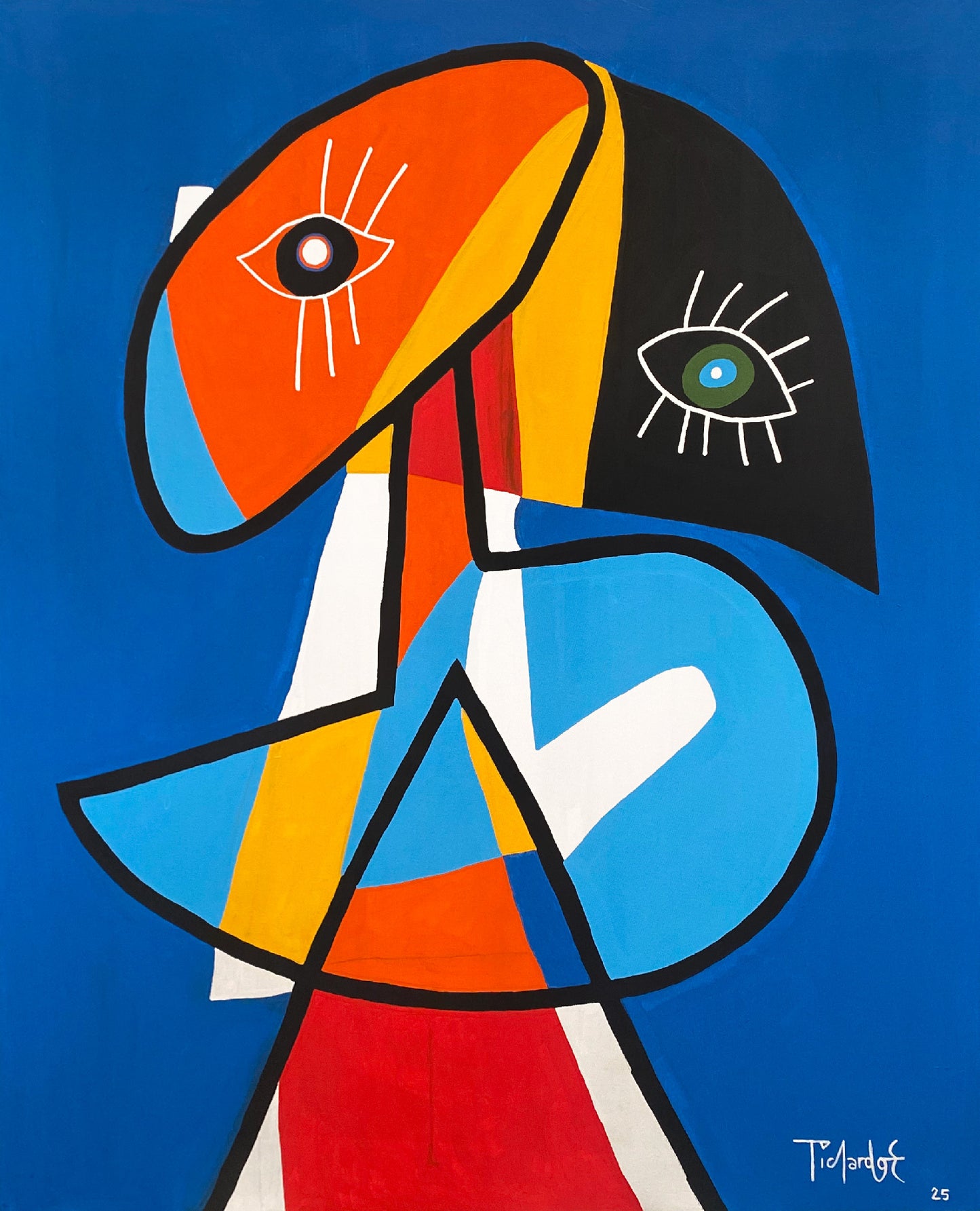 Retrato en fondo azul