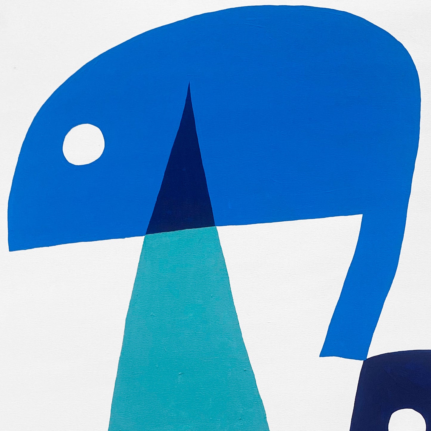 Personaje azul en fondo blanco