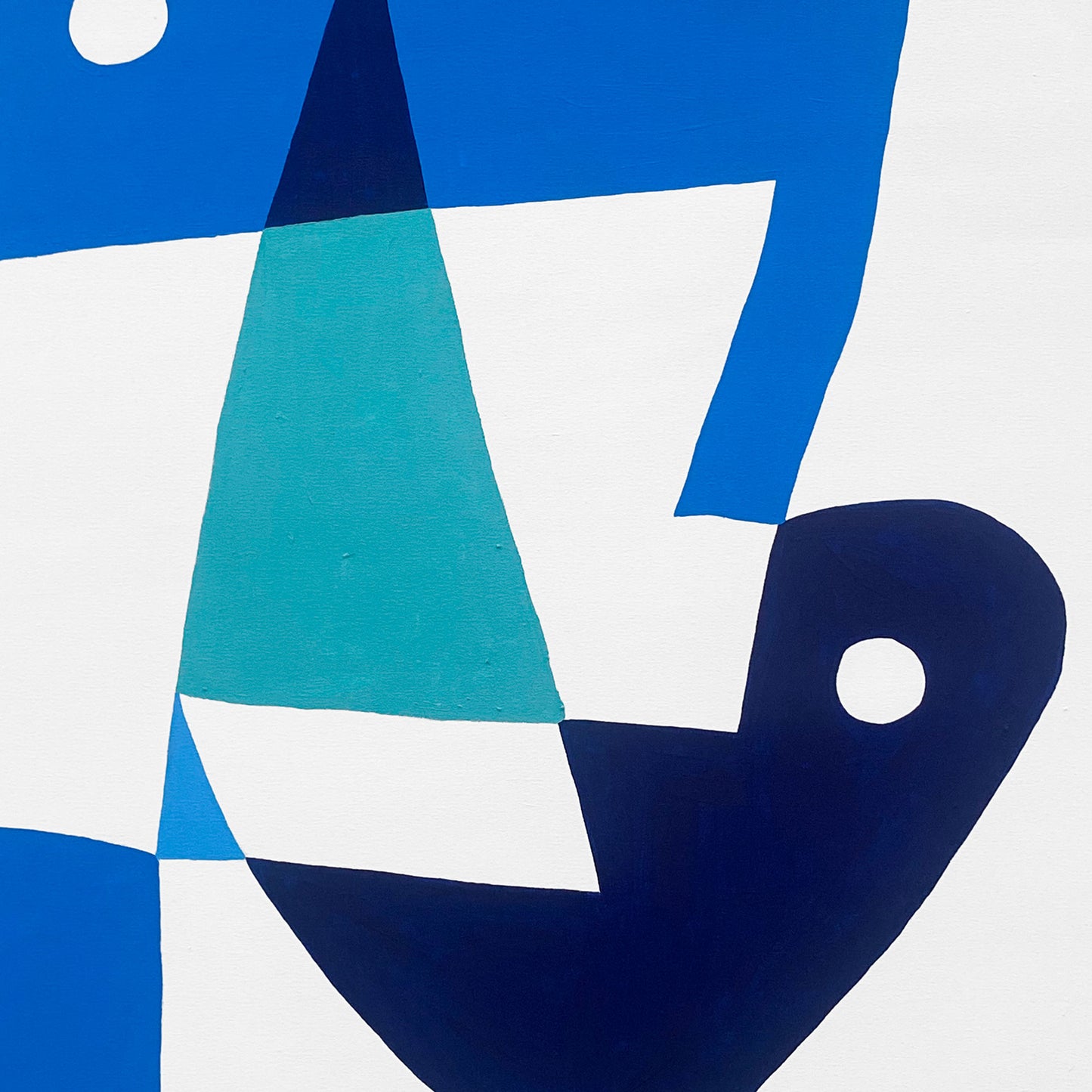 Personaje azul en fondo blanco