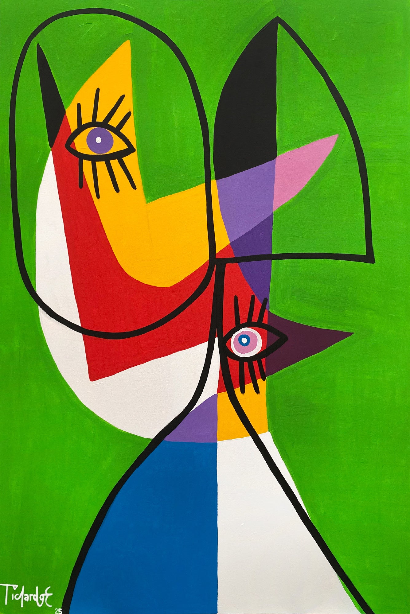 Retrato en fondo verde