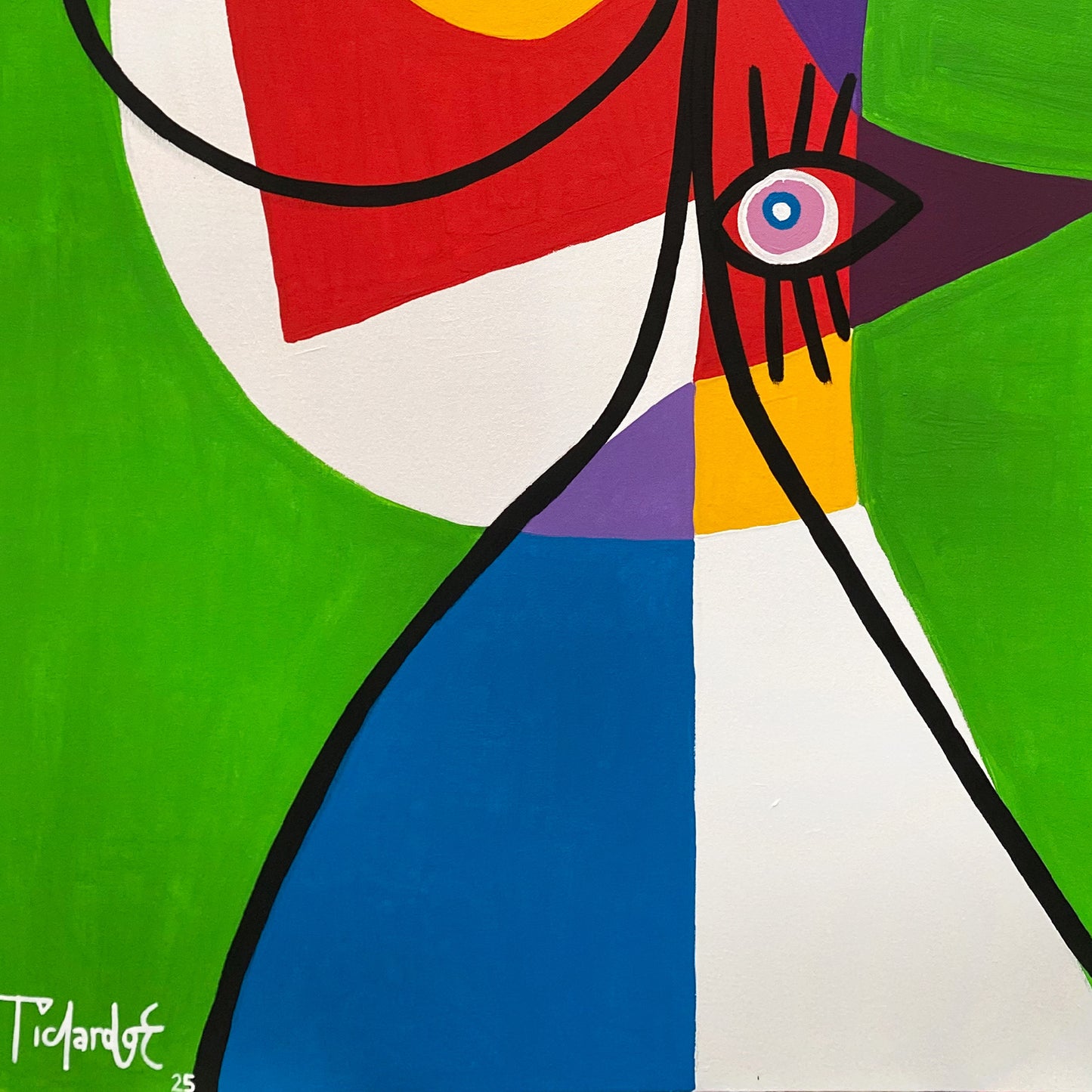 Retrato en fondo verde