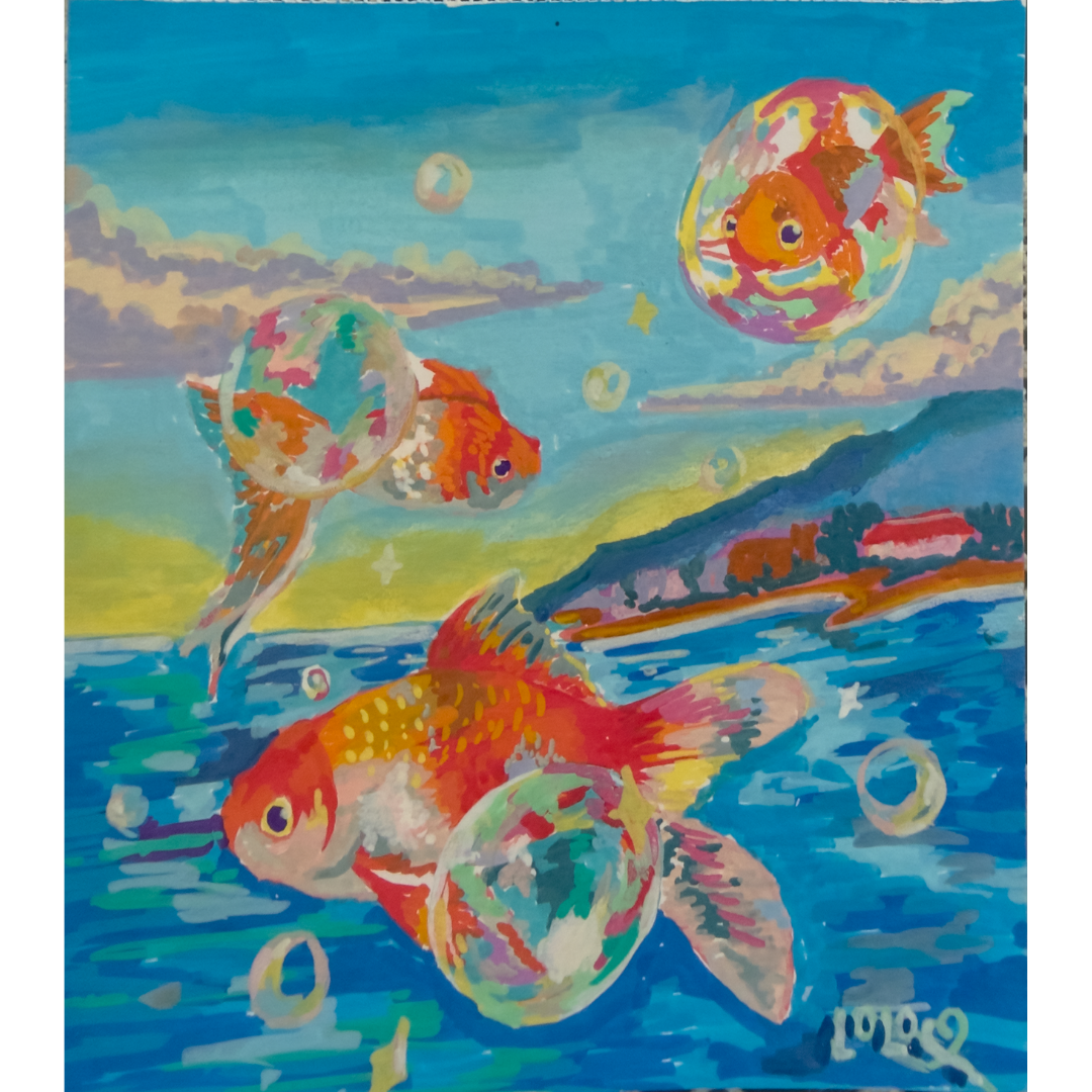 Pintura acrílica - Peces koi