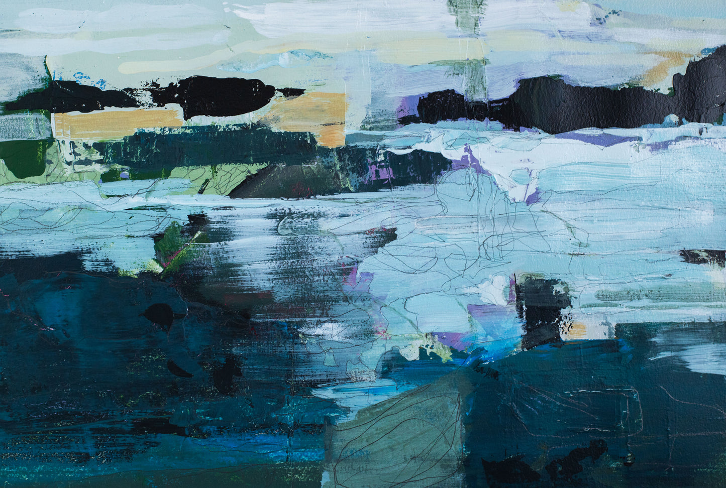 Pintura abstracta - Paisaje marino en azul