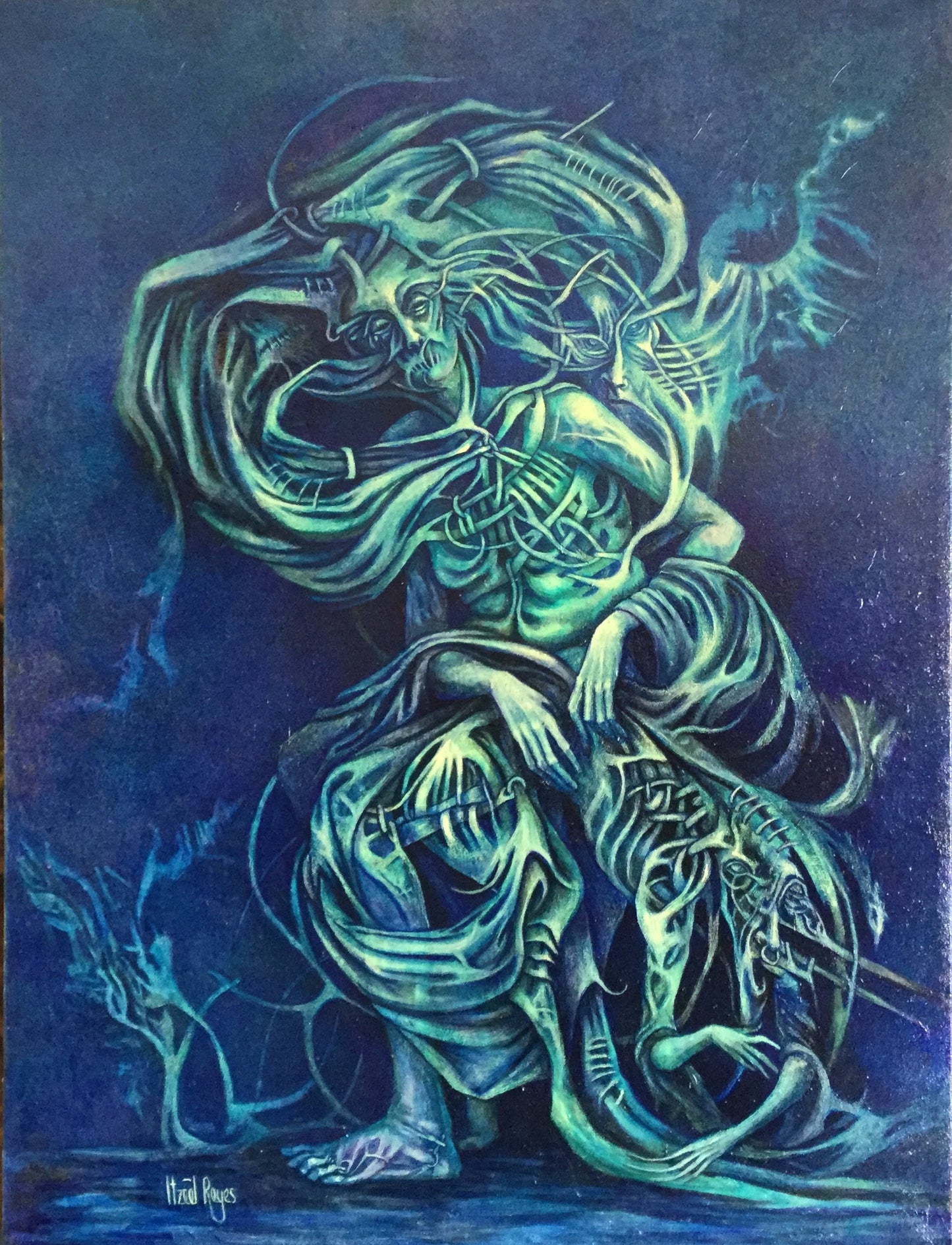 Obra de arte original - Bruja y Gato
