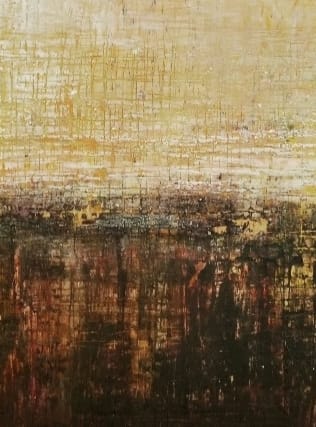 Blanco y negro revela una transición entre luz y sombra mediante técnica mixta y encaústica. Las capas texturizadas construyen un paisaje abstracto donde el tiempo parece suspendido. La obra invita a reflexionar sobre los límites entre presencia y vacío.