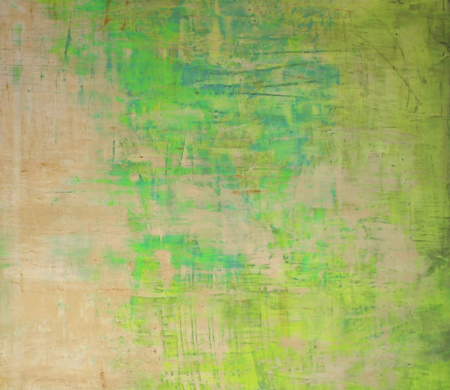 Verde que te quiero celebra la vitalidad de la naturaleza mediante técnica mixta. Las capas translúcidas y la vibración del verde evocan crecimiento, frescura y renacimiento. La obra invita a sumergirse en un paisaje sensorial lleno de luz y movimiento sutil.