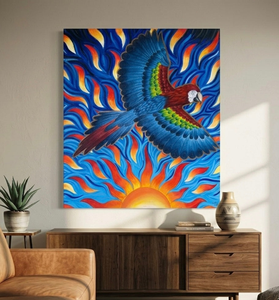 Arte contemporaneo- "AQ'AB'AL-GUACAMAYA ROJA"