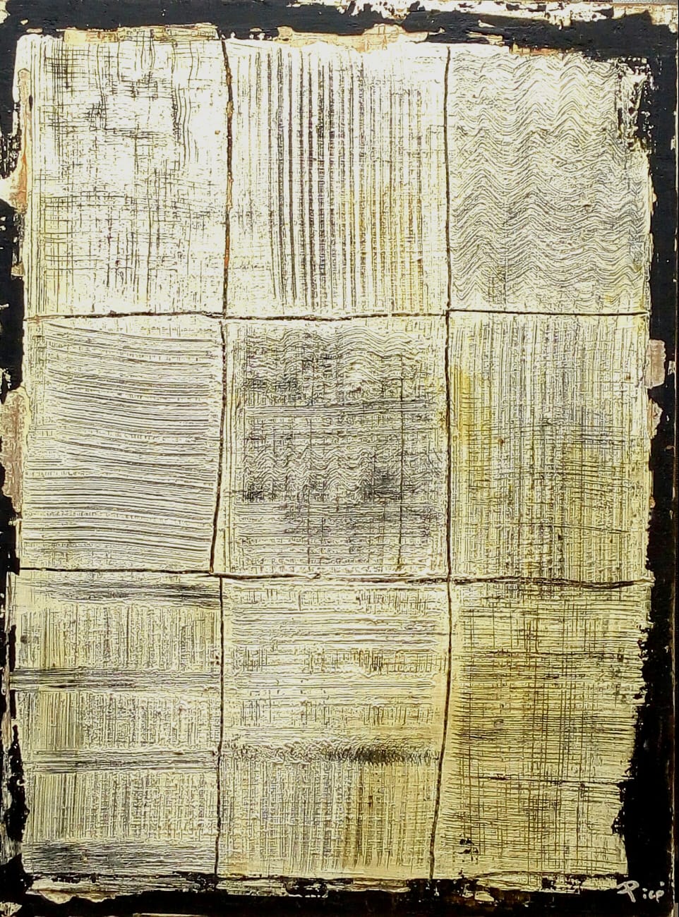 "Huellas escritas" evoca memorias y emociones a través de texturas y trazos que simulan escritura. Es un diario visual donde cada marca sugiere una historia íntima sin palabras.