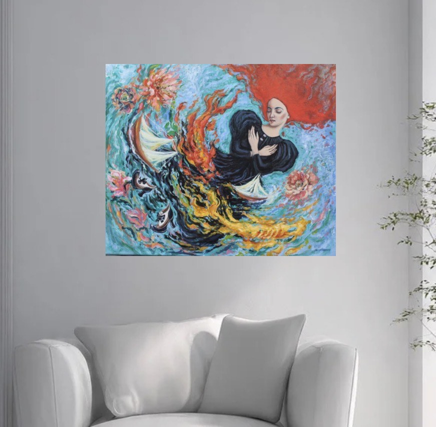 Obra de arte original - Sirena con barcos