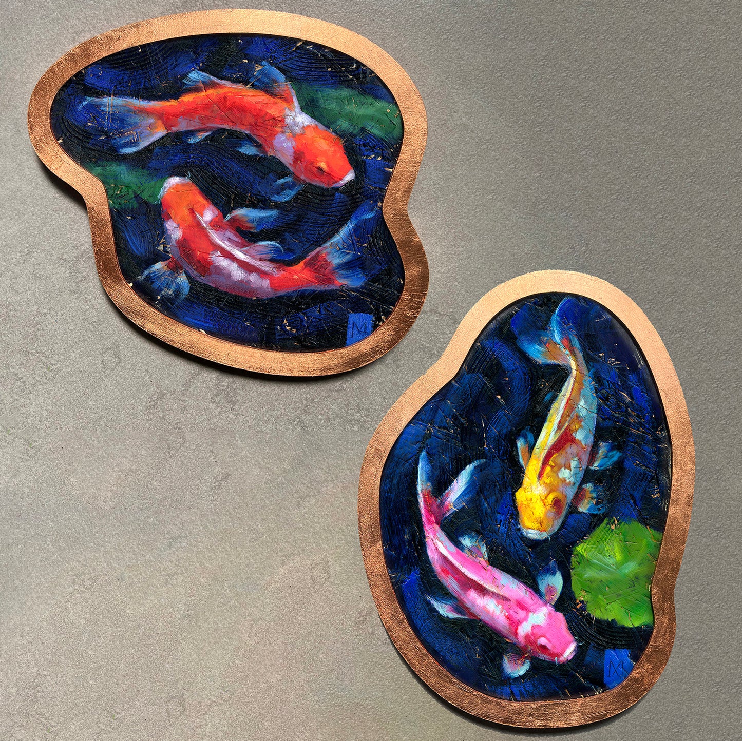 Obra de arte díptico - Peces KOI
