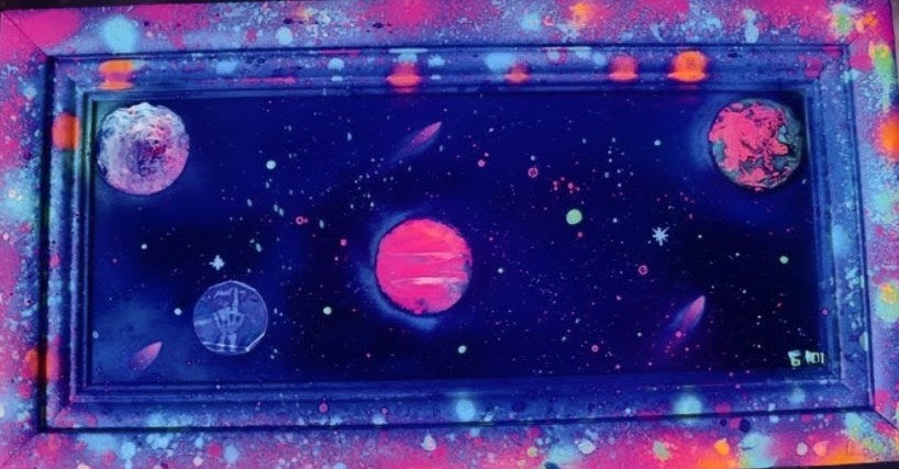 Cuadro Neon Decorativo - Planetas Neon