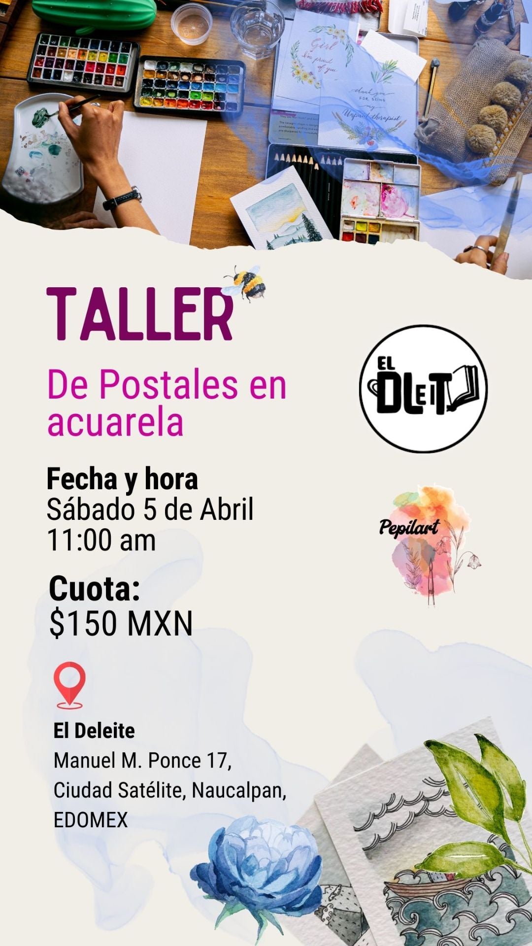 TALLER de Postales en Acuarela con Pepilart
