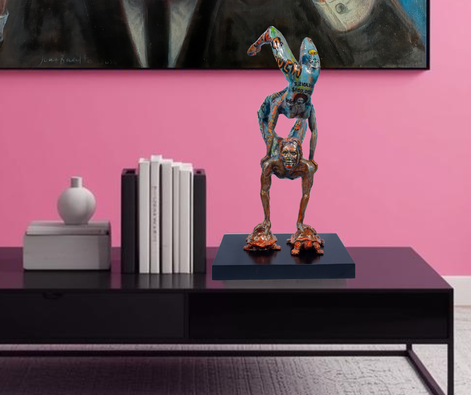 Escultura moderna / Resina - Tortugas hasta el fondo, coordenadas: 1.618033...?