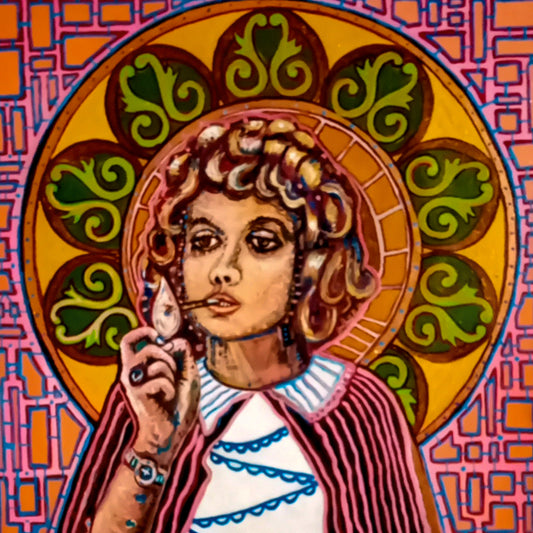 La virgen fumando