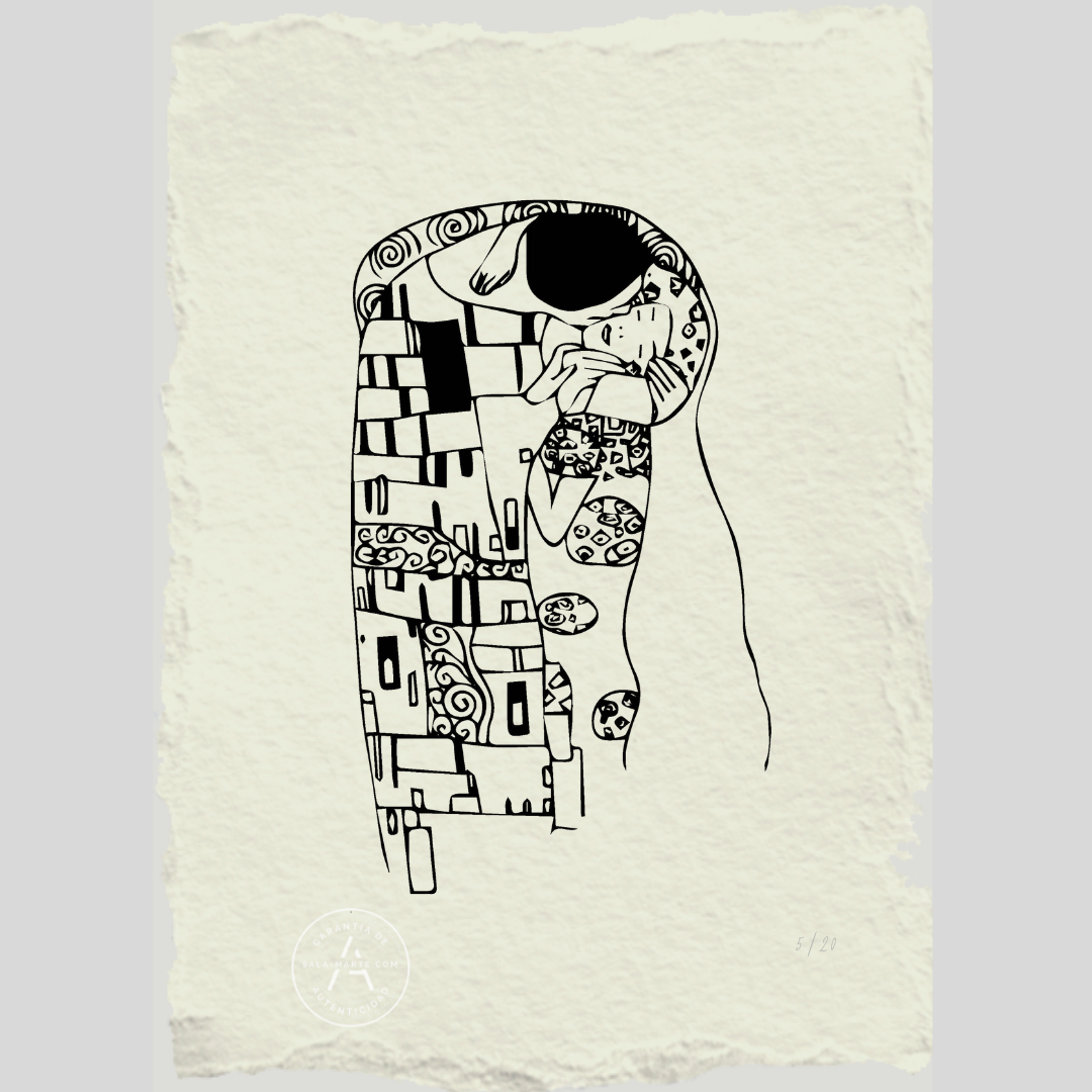 Grabado de El Beso de Gustav Klimt
