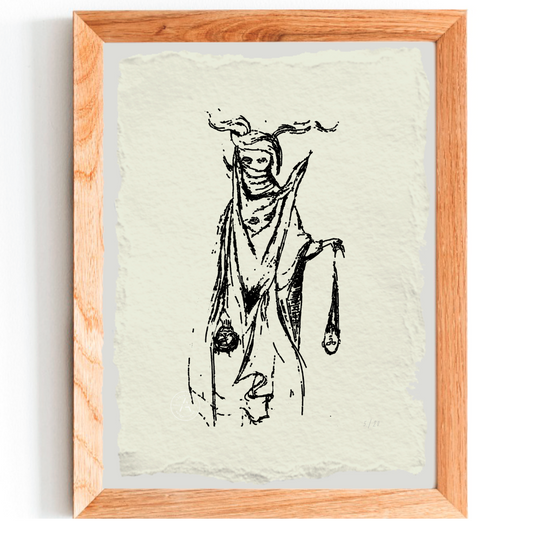 Grabado mujer saliendo del Psicoanalista - Remedios Varo