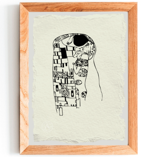 Grabado de El Beso de Gustav Klimt