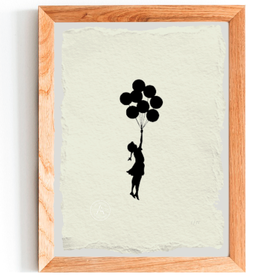 Grabado de niña con globos - Banksy