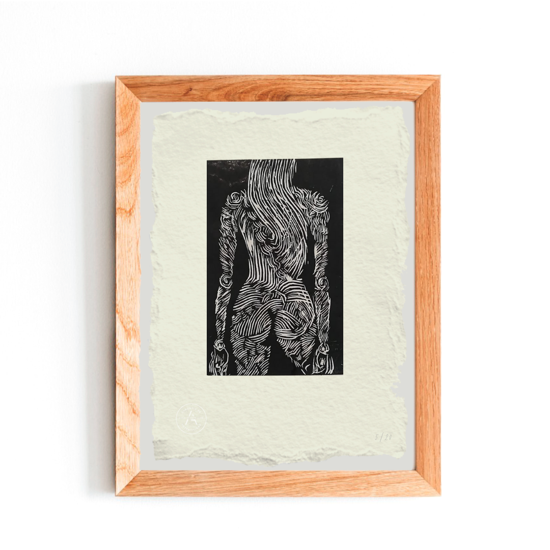 Grabado de Mujer de espalda