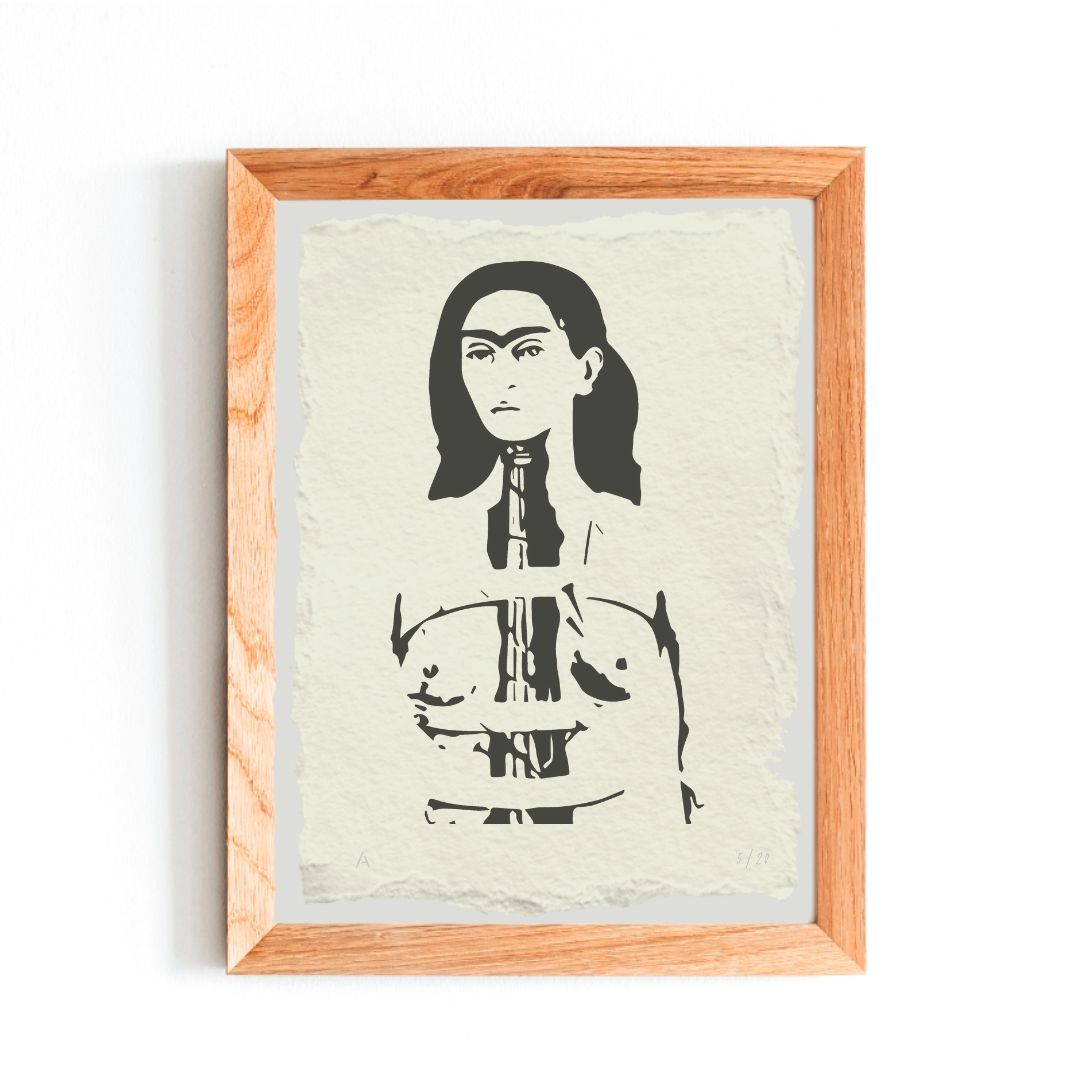 Grabado de Frida Kahlo - Columna rota