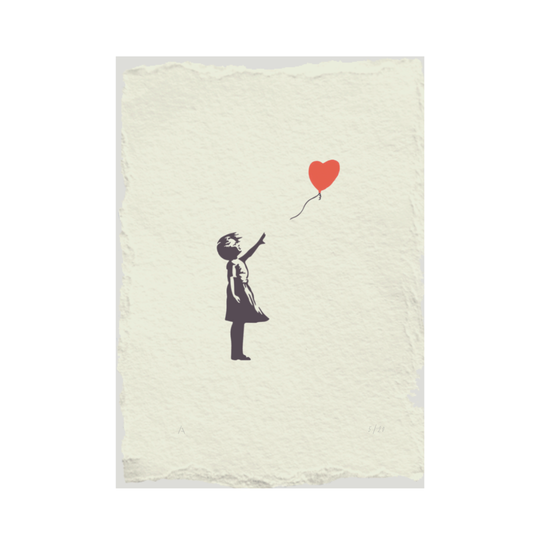 Grabado globo niña - Bansky