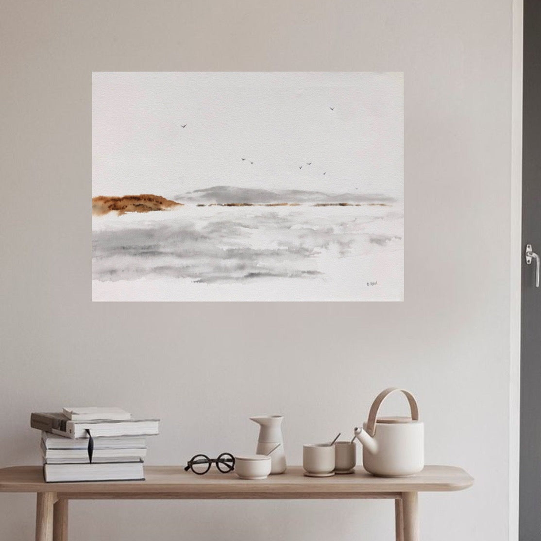 Minimal beach and rock painting