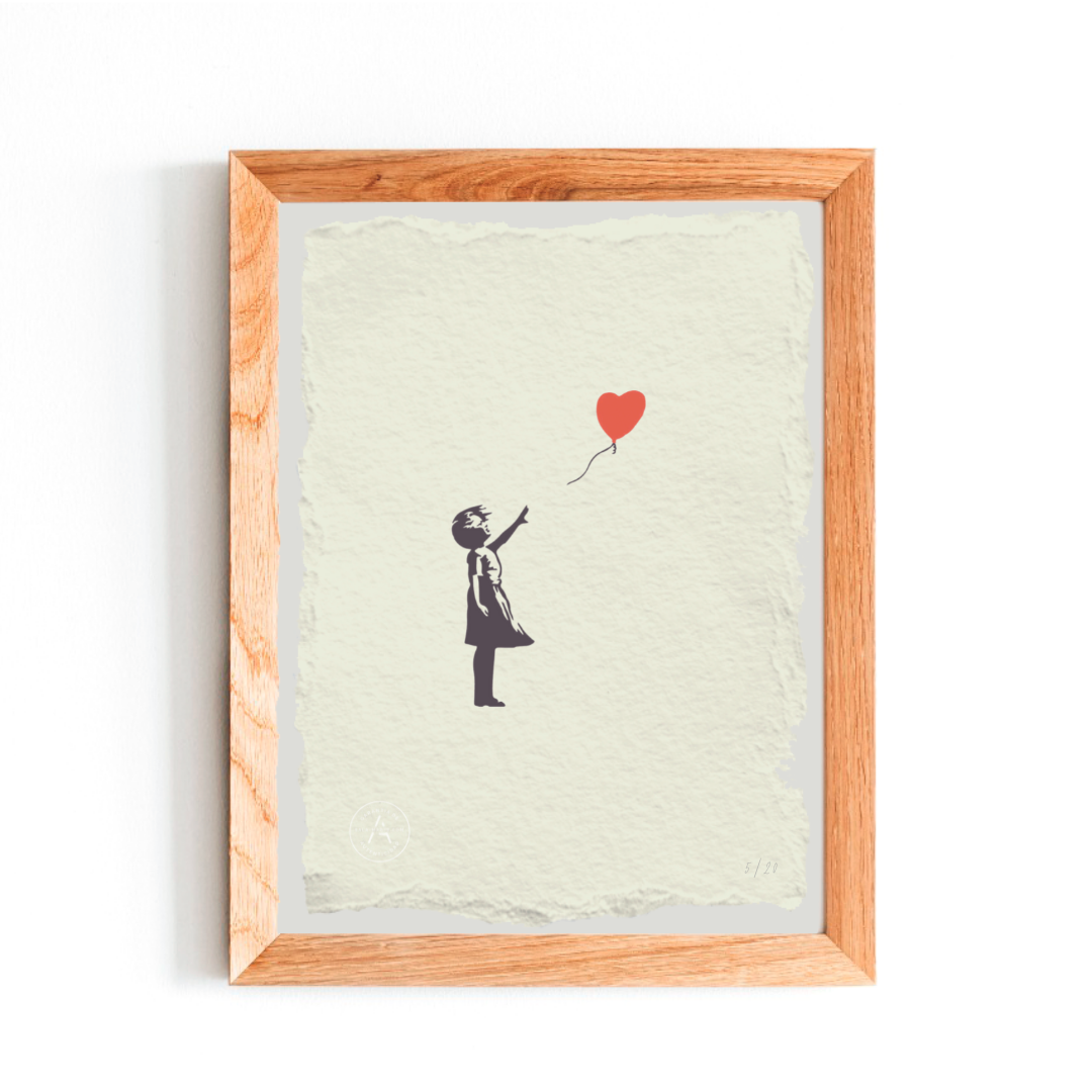 Grabado globo niña - Bansky