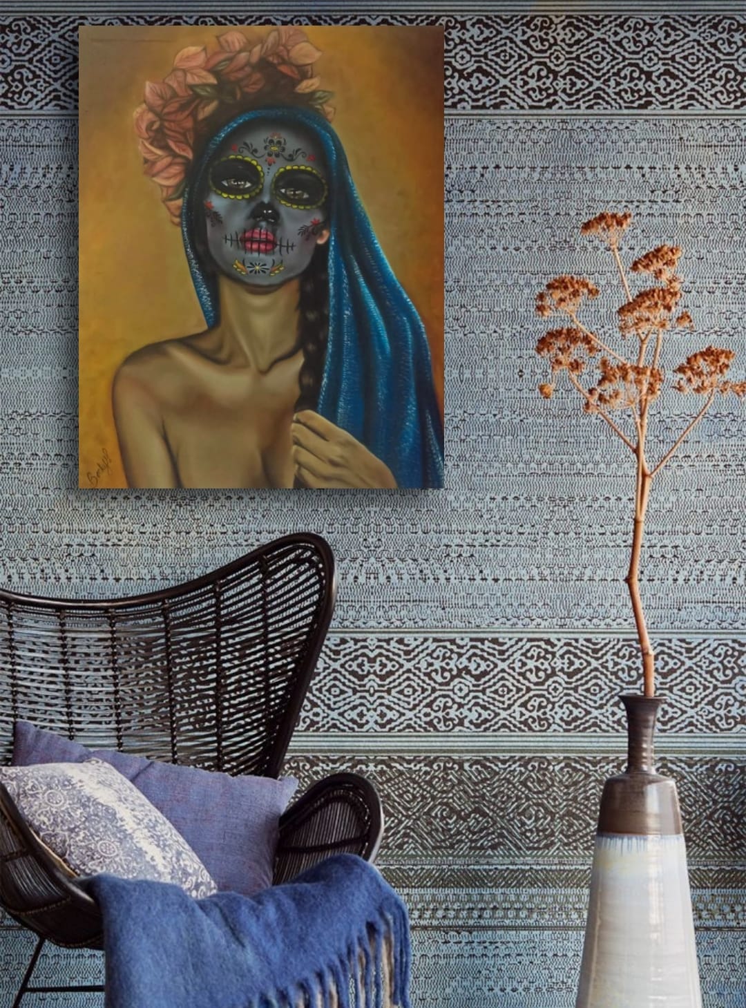 Catrina rebozo azul