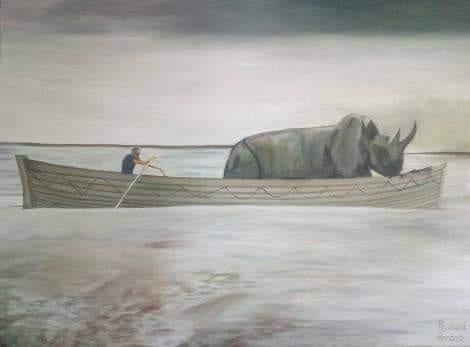 Rinoceronte en bote