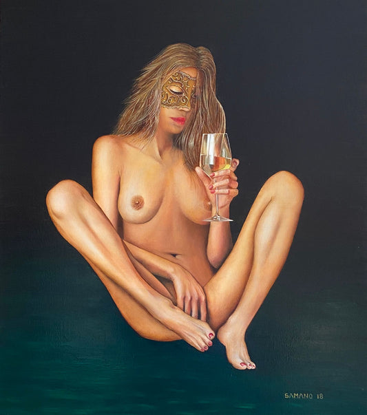 Mujer con copa de vino