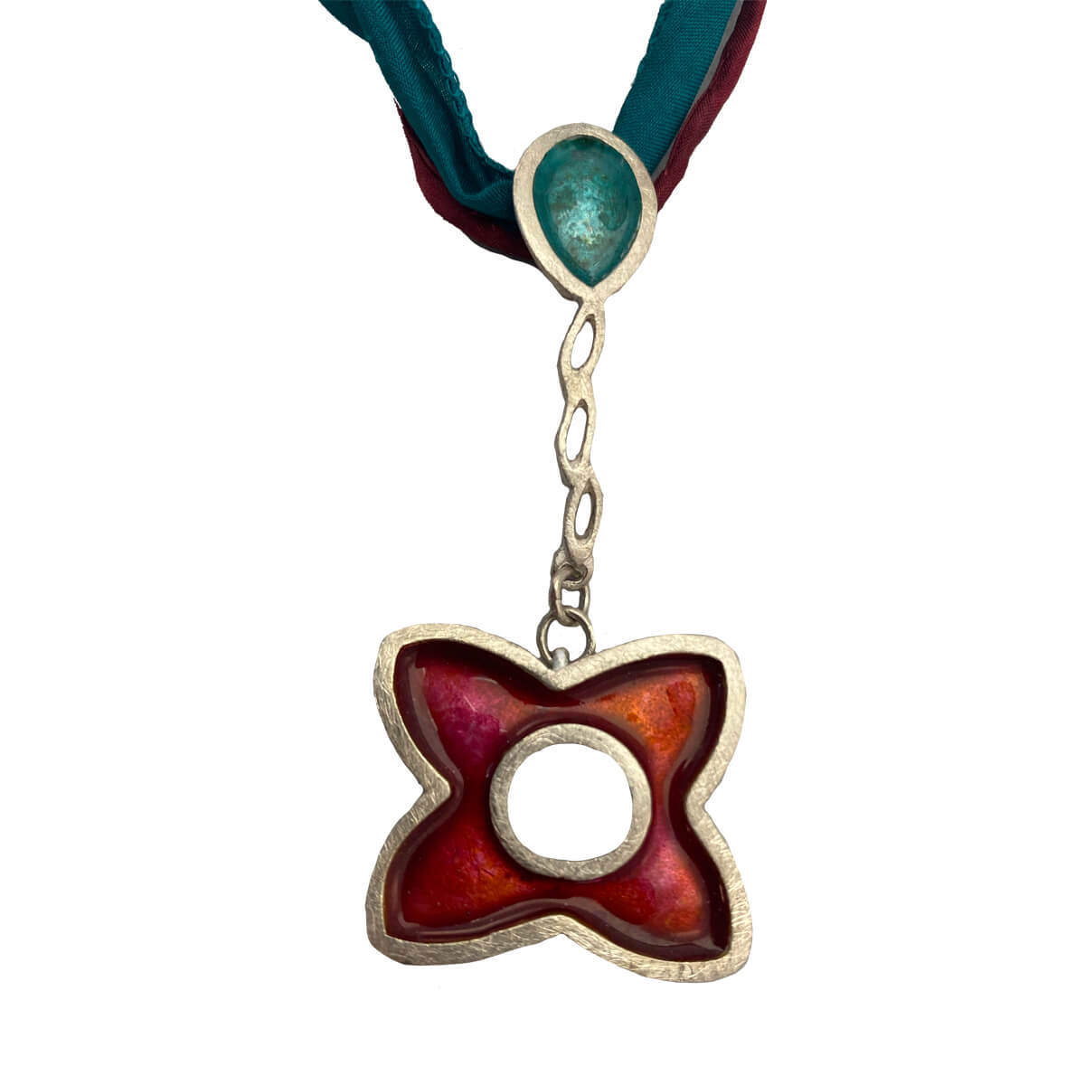 Collar Flor Verde y Roja