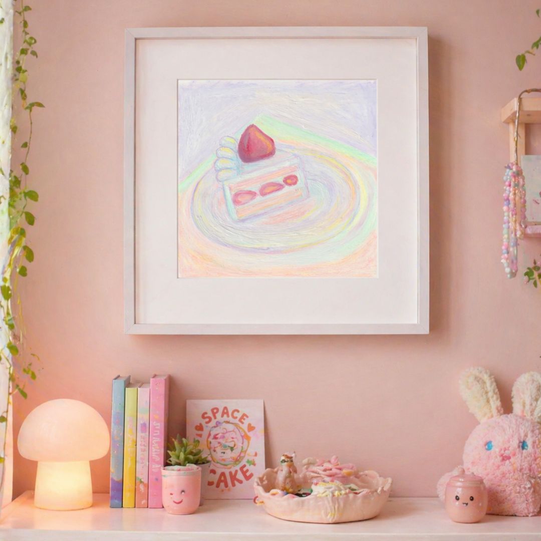 Pintura Original de Pastel en Óleo Pastel | Kawaii Dessert Art | Obra Única 11x11