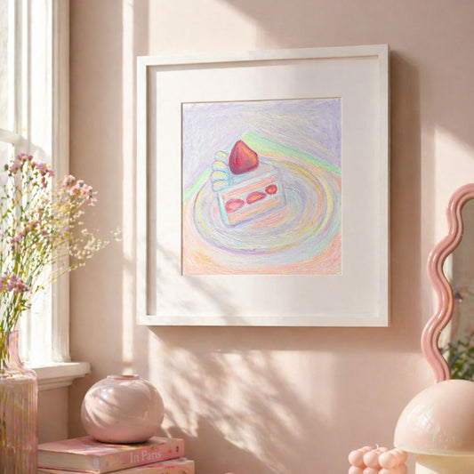 Pintura Original de Pastel en Óleo Pastel | Kawaii Dessert Art | Obra Única 11x11