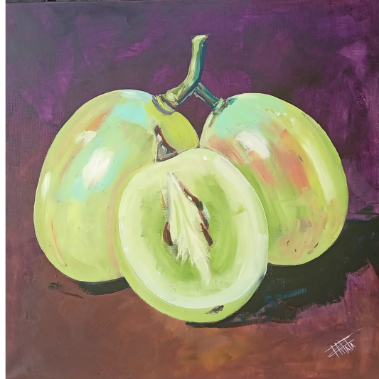 OBRA DE ARTE ORIGINAL - DOS UVAS Y MEDIA VERDES
