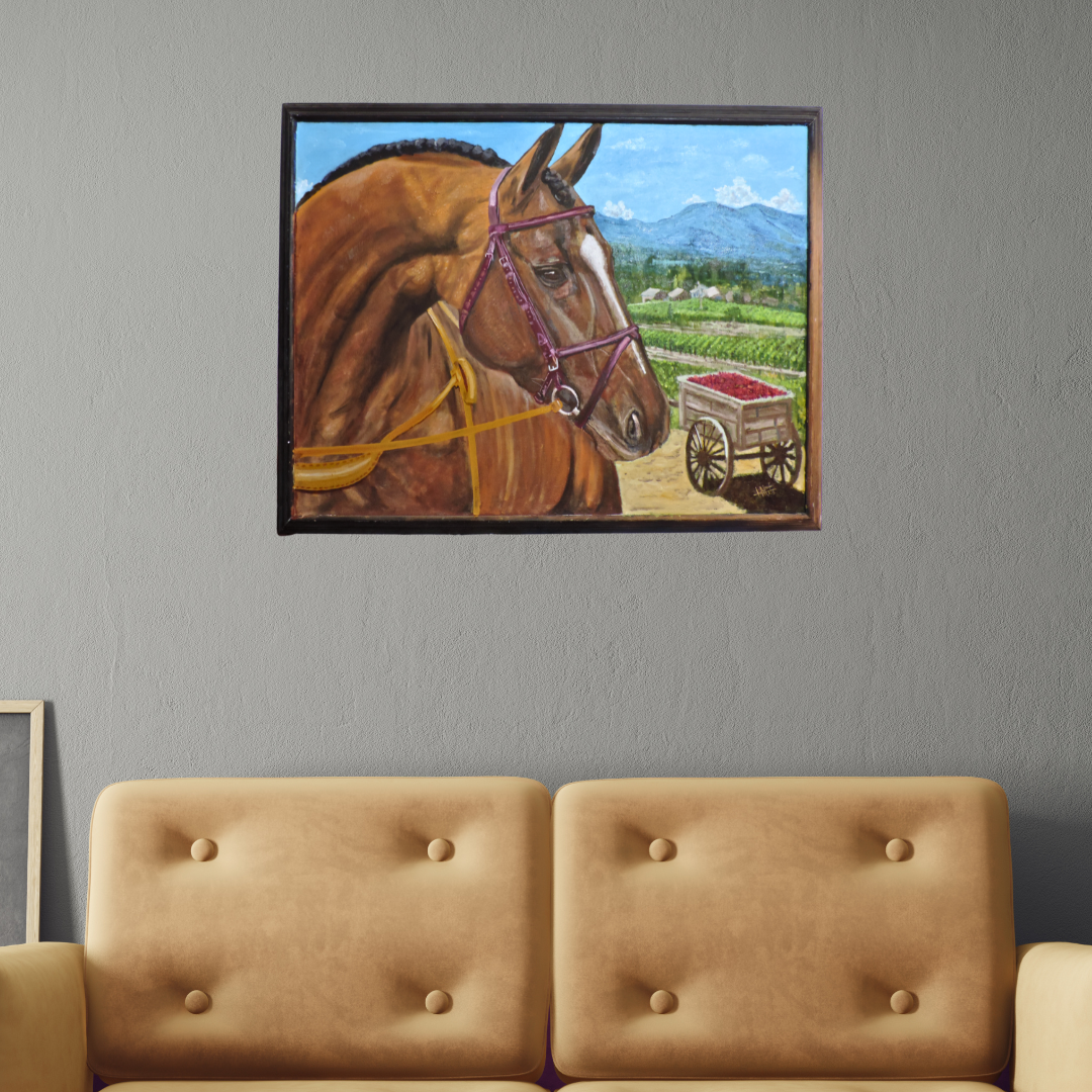 OBRA DE ARTE ORIGINAL - UVAS Y CABALLO
