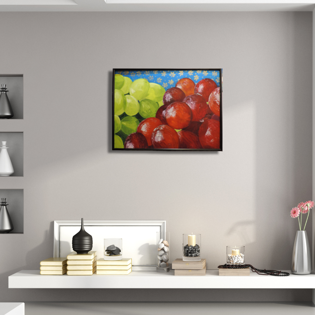 CUADRO AL OLEO ORIGINAL - UVAS DE REGALO