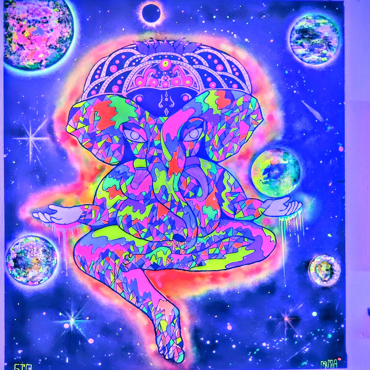 Cuadro Neon Moderno-Ganesha Cosmic Neon