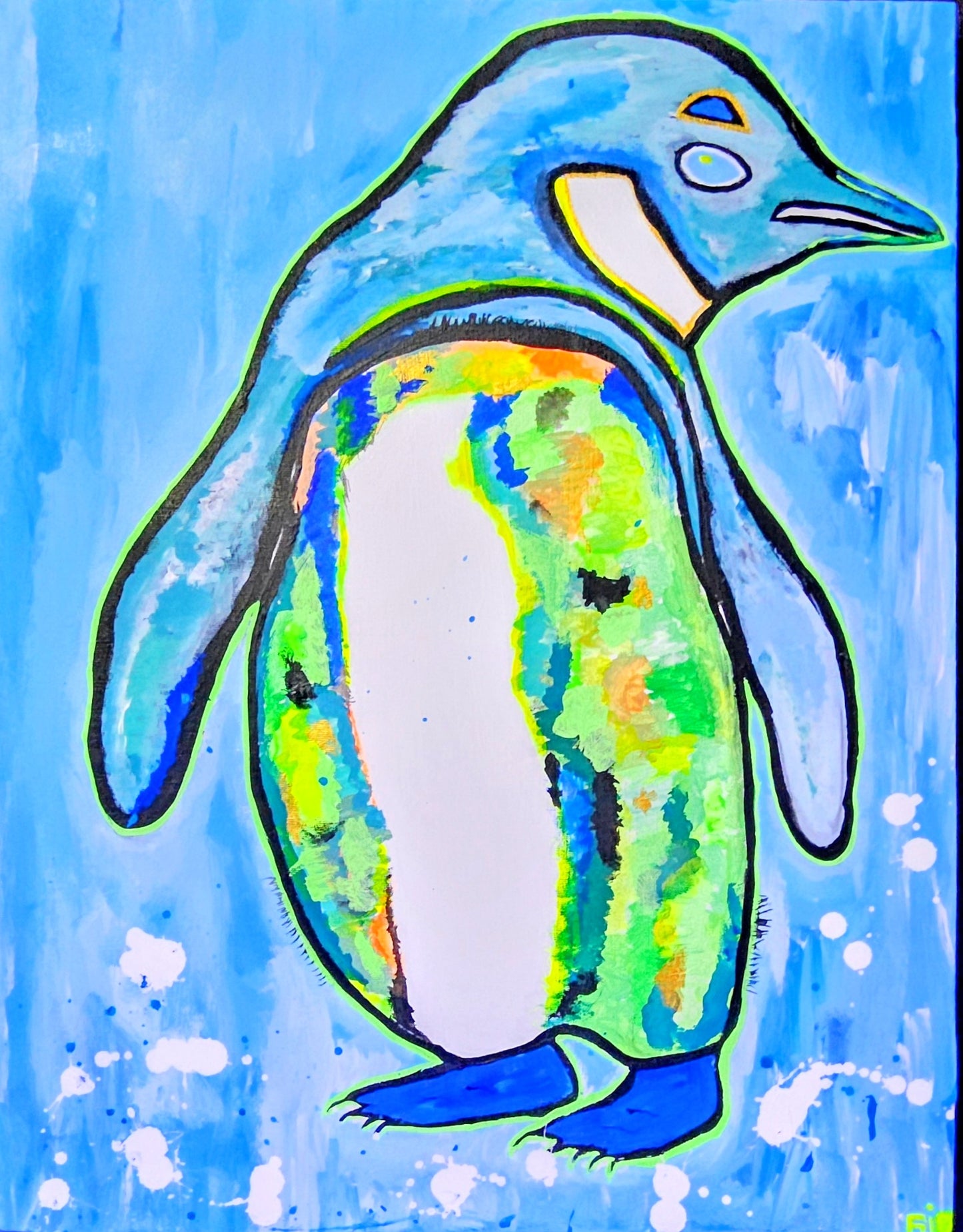 Cuadro Neon Moderno-Pinguino