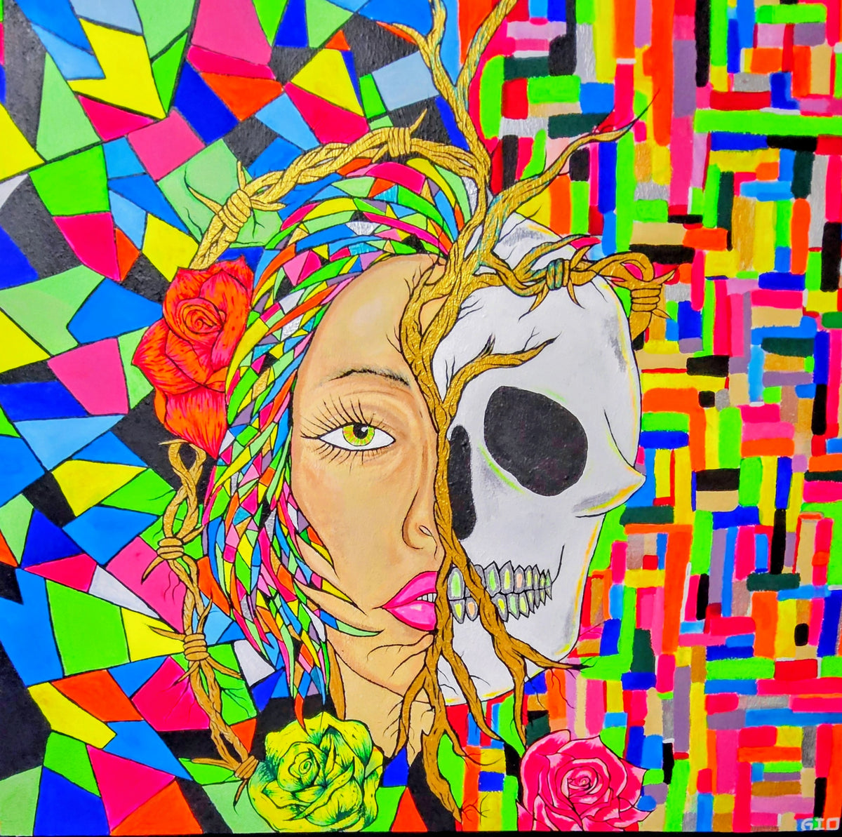 Cuadro Decorativo Neon. La Muerte y el Alma.