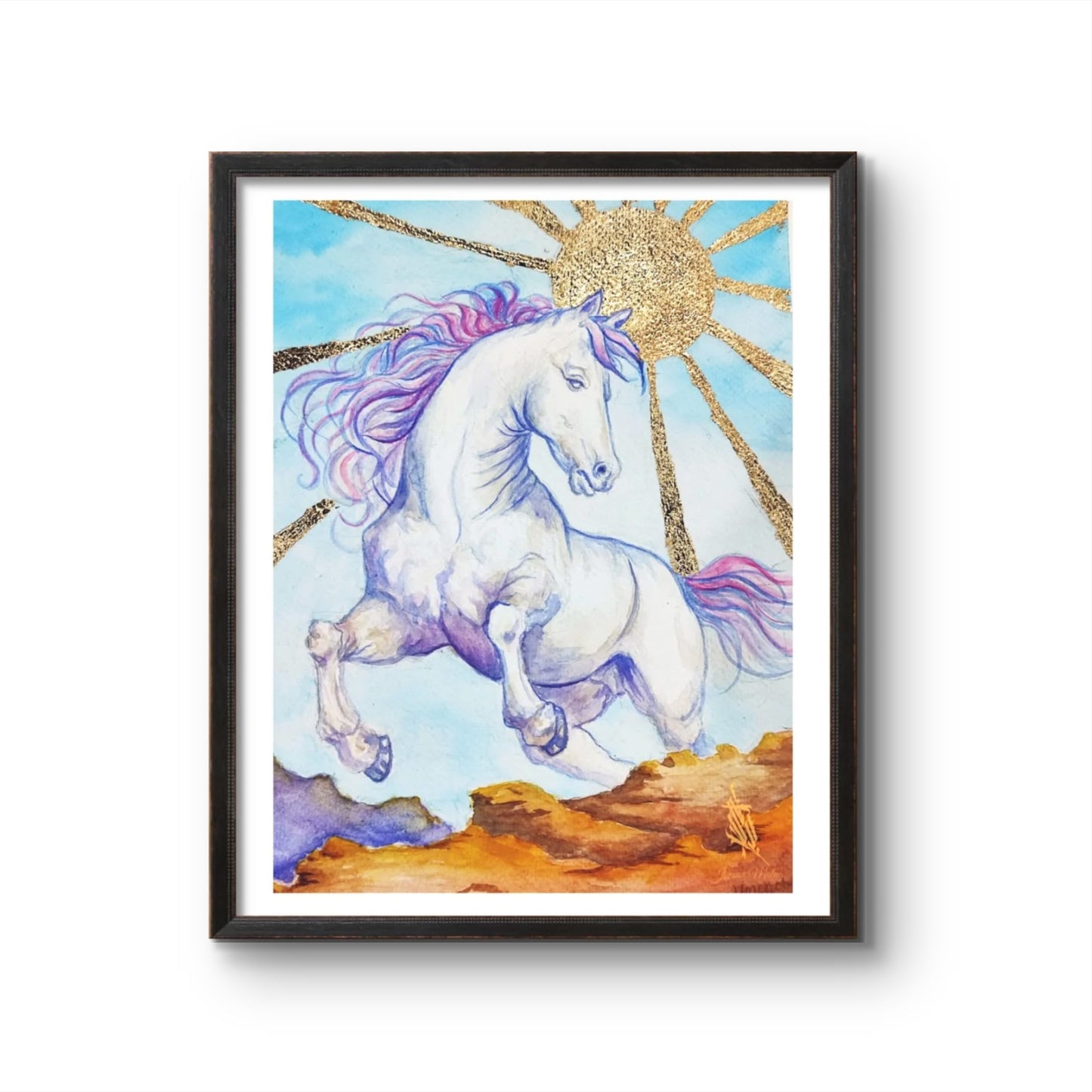 Arte moderno - Yegua solar - acuarela