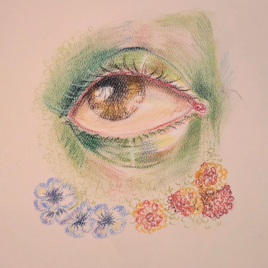 Dibujo al Pastel - Mira hacia arriba