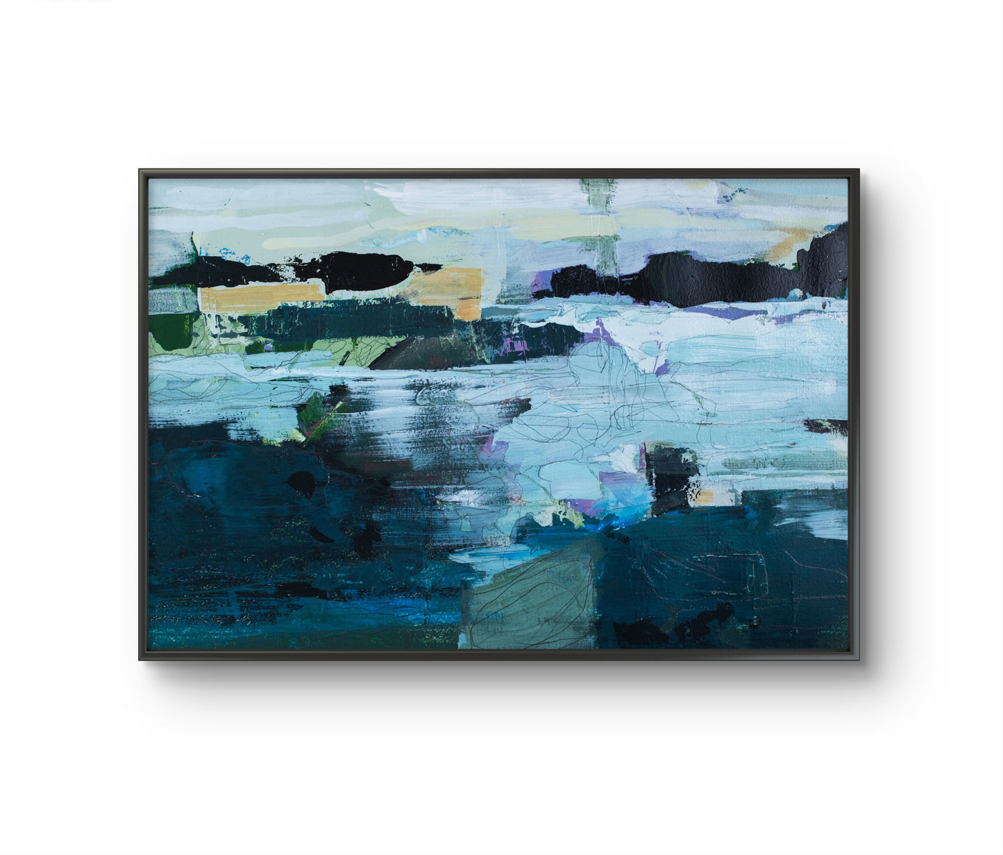 Pintura abstracta - Paisaje marino en azul