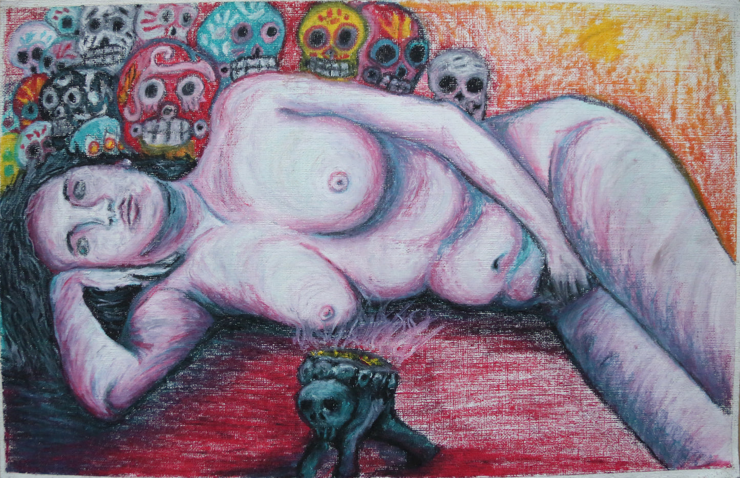 Desnudo con calaveritas y copalera 1