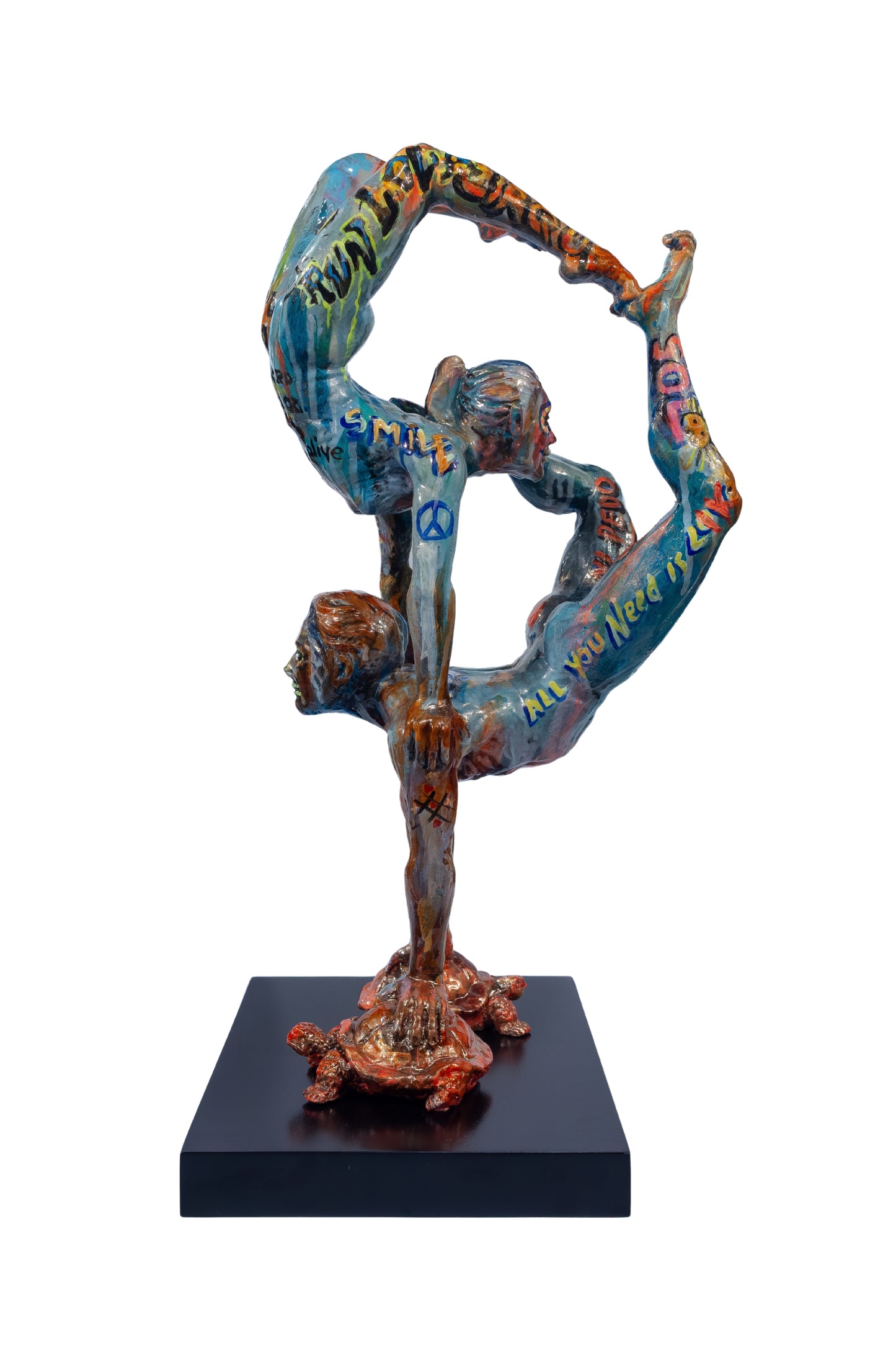 Escultura moderna / Resina - Tortugas hasta el fondo, coordenadas: 1.618033...?