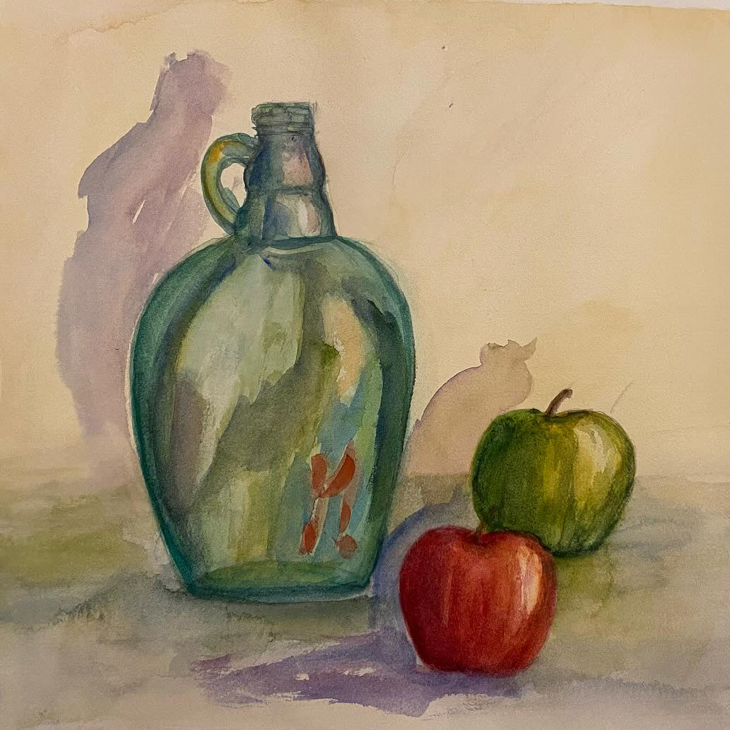 Vidrio y manzanas